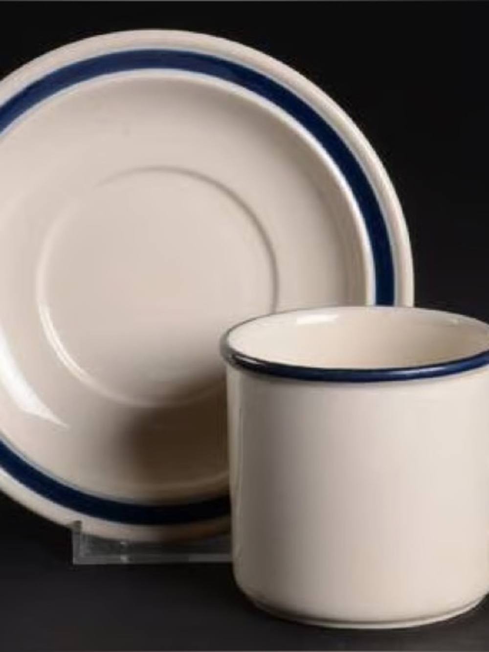 Wedgwood Caspian Cup and Saucers with Navy Trim - Set of 3